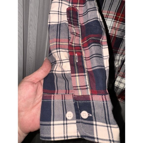 Mens Goodthreads Slim Fit Twill Plaid Button-Down Shirt XL Red & Navy - Picture 6 of 14